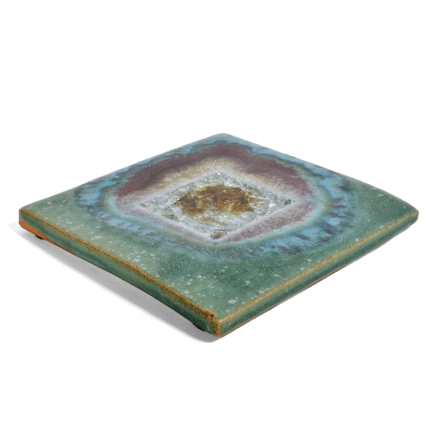 Dock 6 Pottery 5.5-inch Square Trivet with Fused Glass