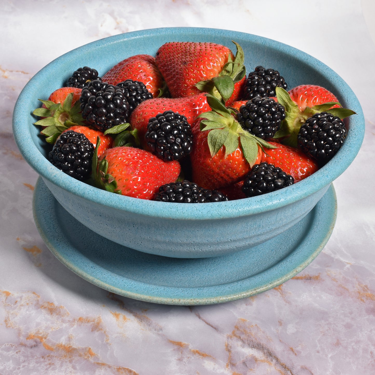 Dock 6 Pottery Handmade Berry Bowl/Colander with Plate