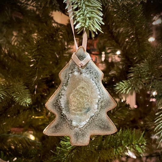 Dock 6 Pottery Pine Christmas Tree Ornament with Fused Glass, Ash