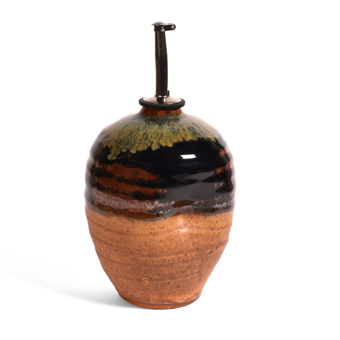 Dock 6 Pottery Handmade Oil Bottle, Sienna/Black