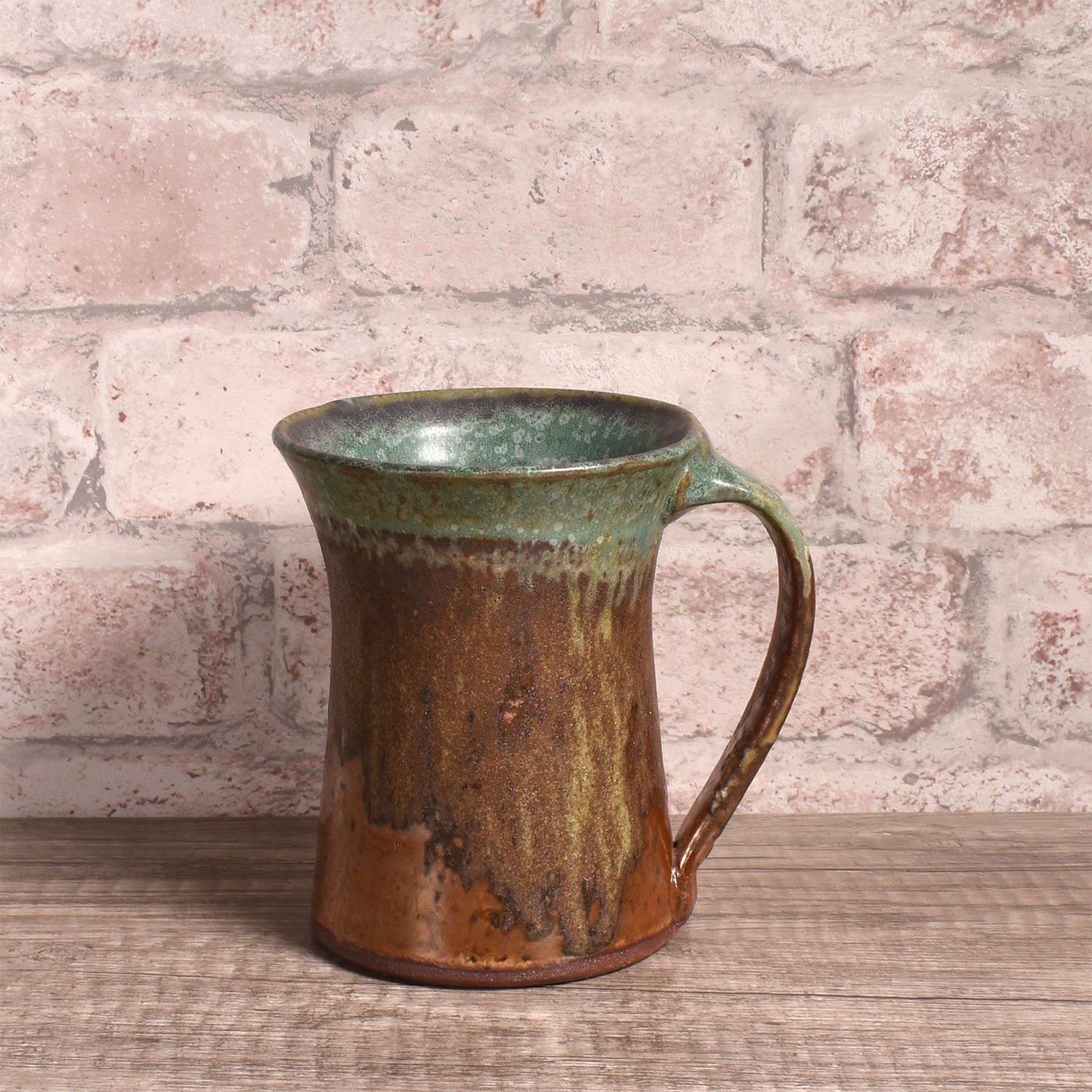 Dock 6 Pottery Mug, Handmade in the USA, Each One Unique, Green/Copper