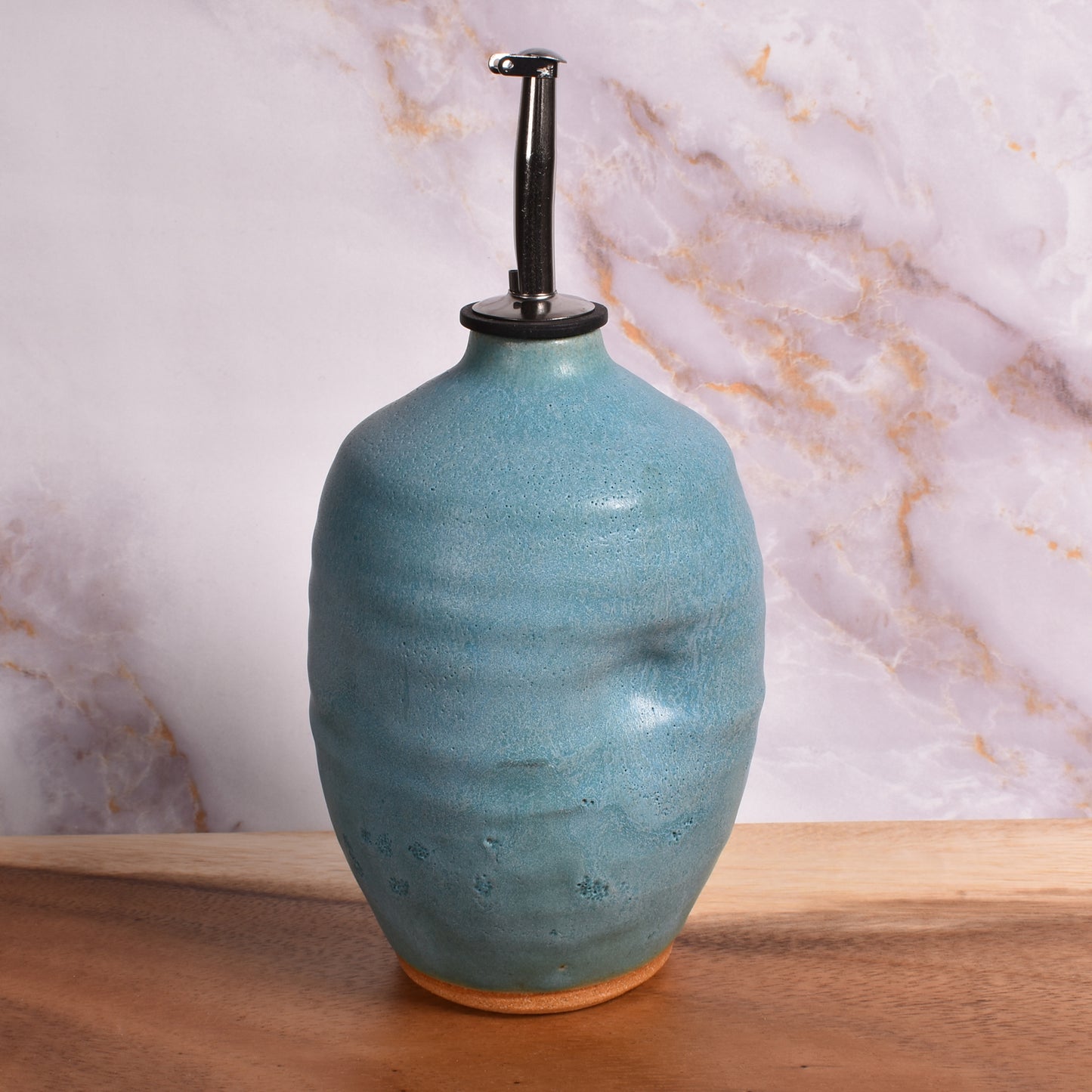 Dock 6 Pottery Handmade Oil Bottle, Turquoise