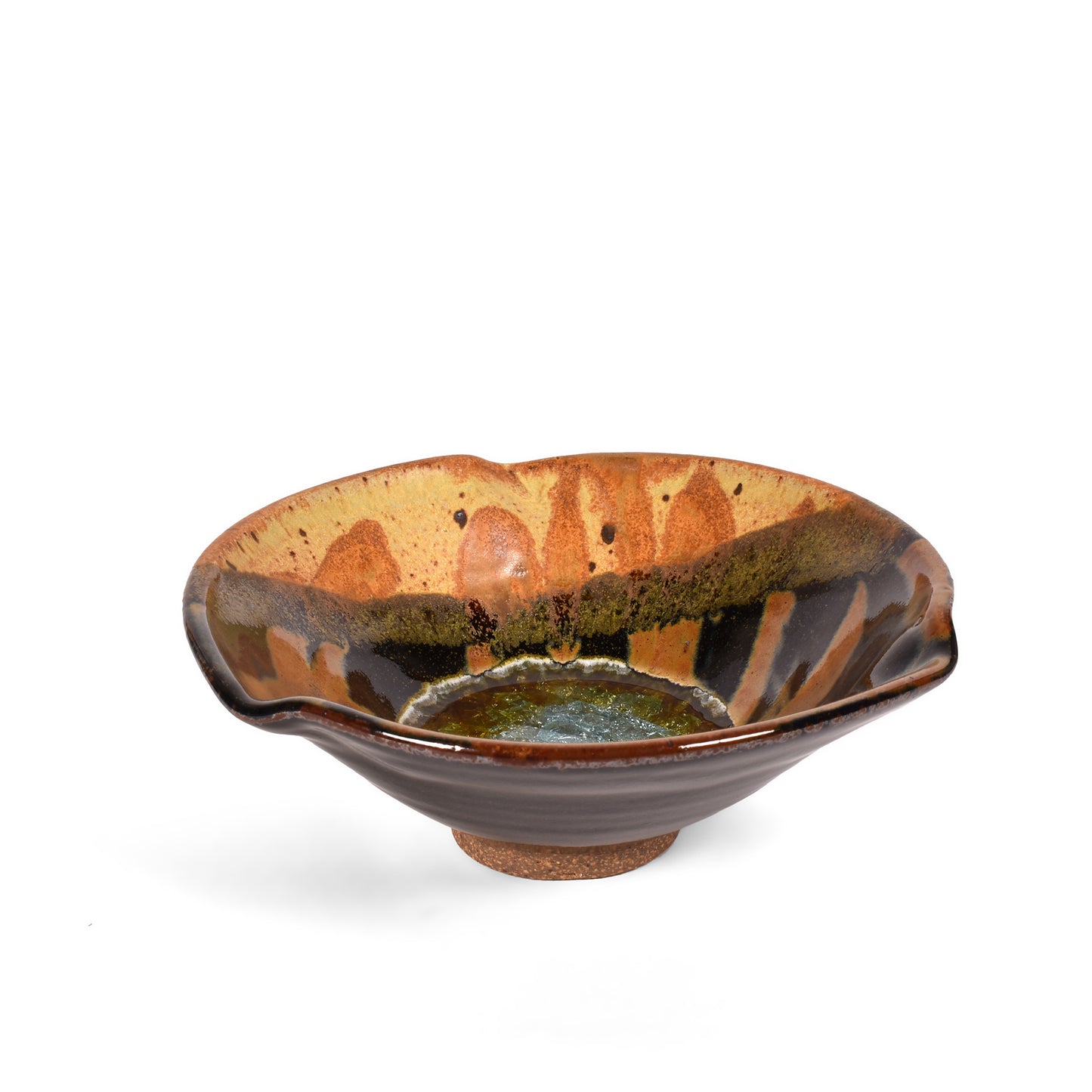 Dock 6 Pottery Pinched Rim Bowl with Fused Glass, Toasted Marshmallow