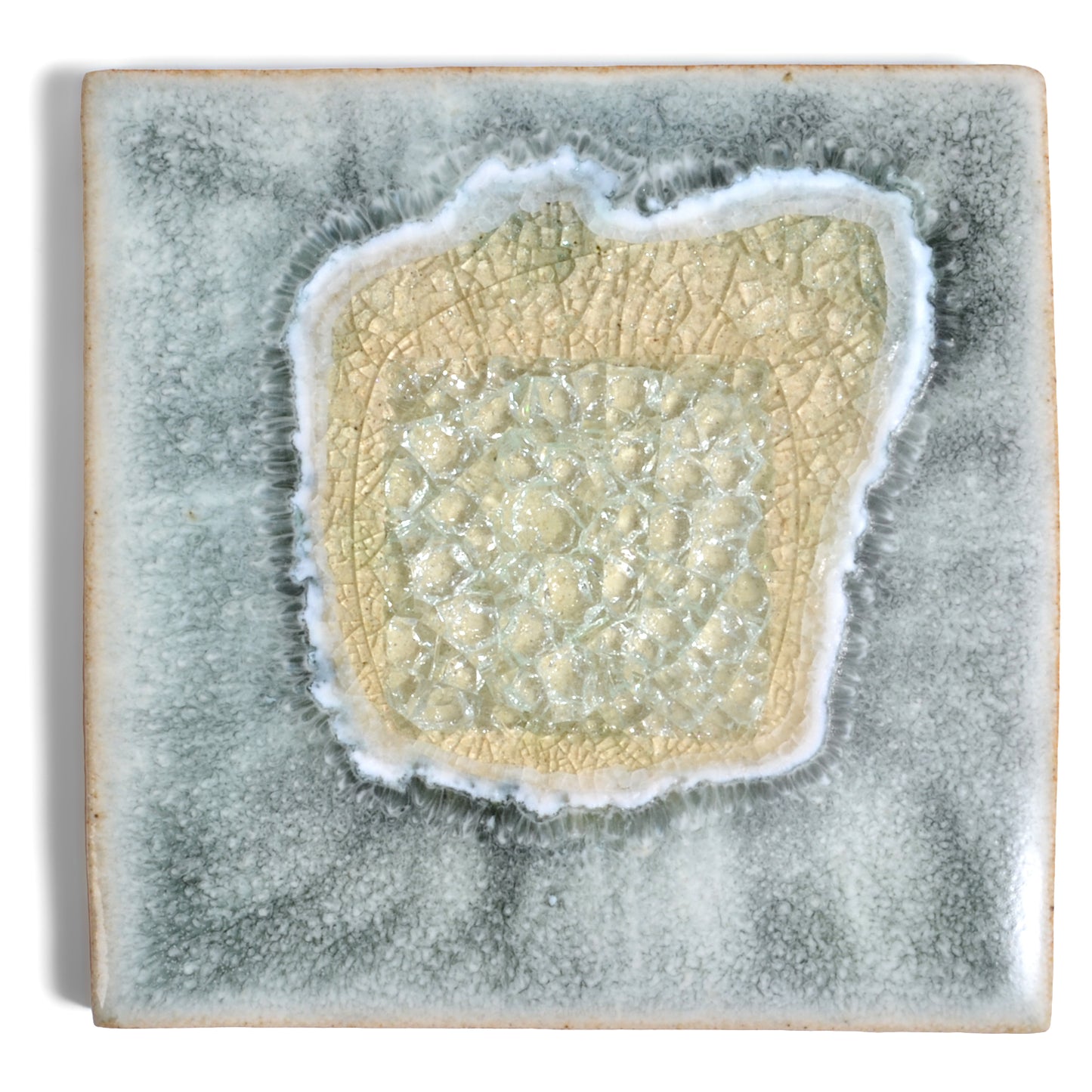 Dock 6 Pottery 5.5-inch Square Trivet with Fused Glass