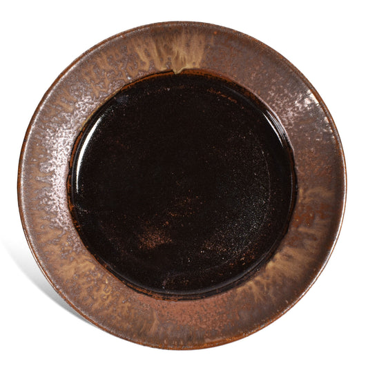 Dock 6 Pottery Handmade Wide Rimmed Platter, Extra Large, Black/Copper