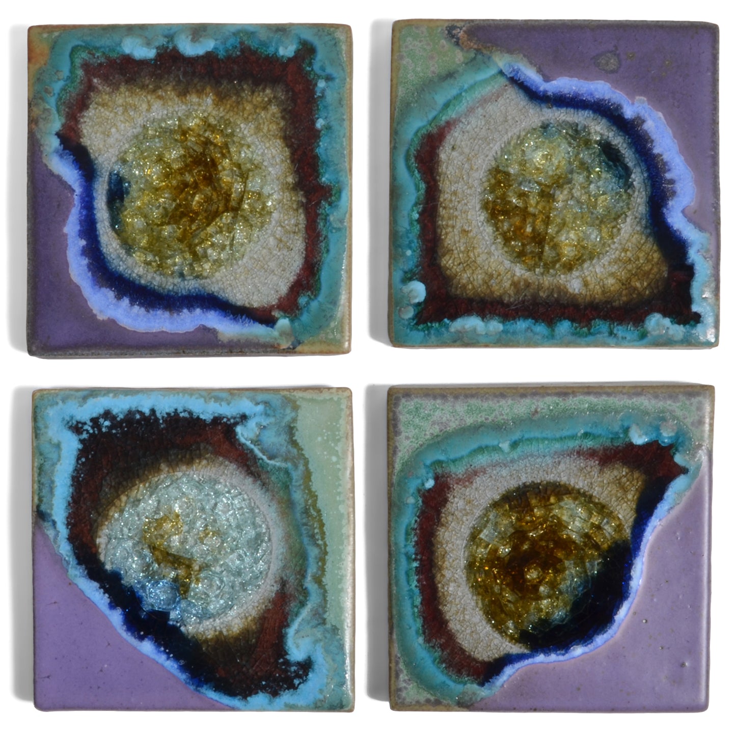 Dock 6 Pottery Crackled Glass Geode Coaster, Set of 4