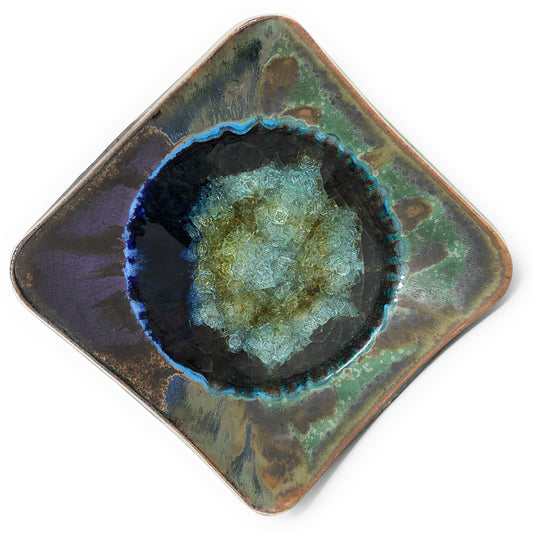 Dock 6 Pottery Wonton Dish with Fused Glass, Large