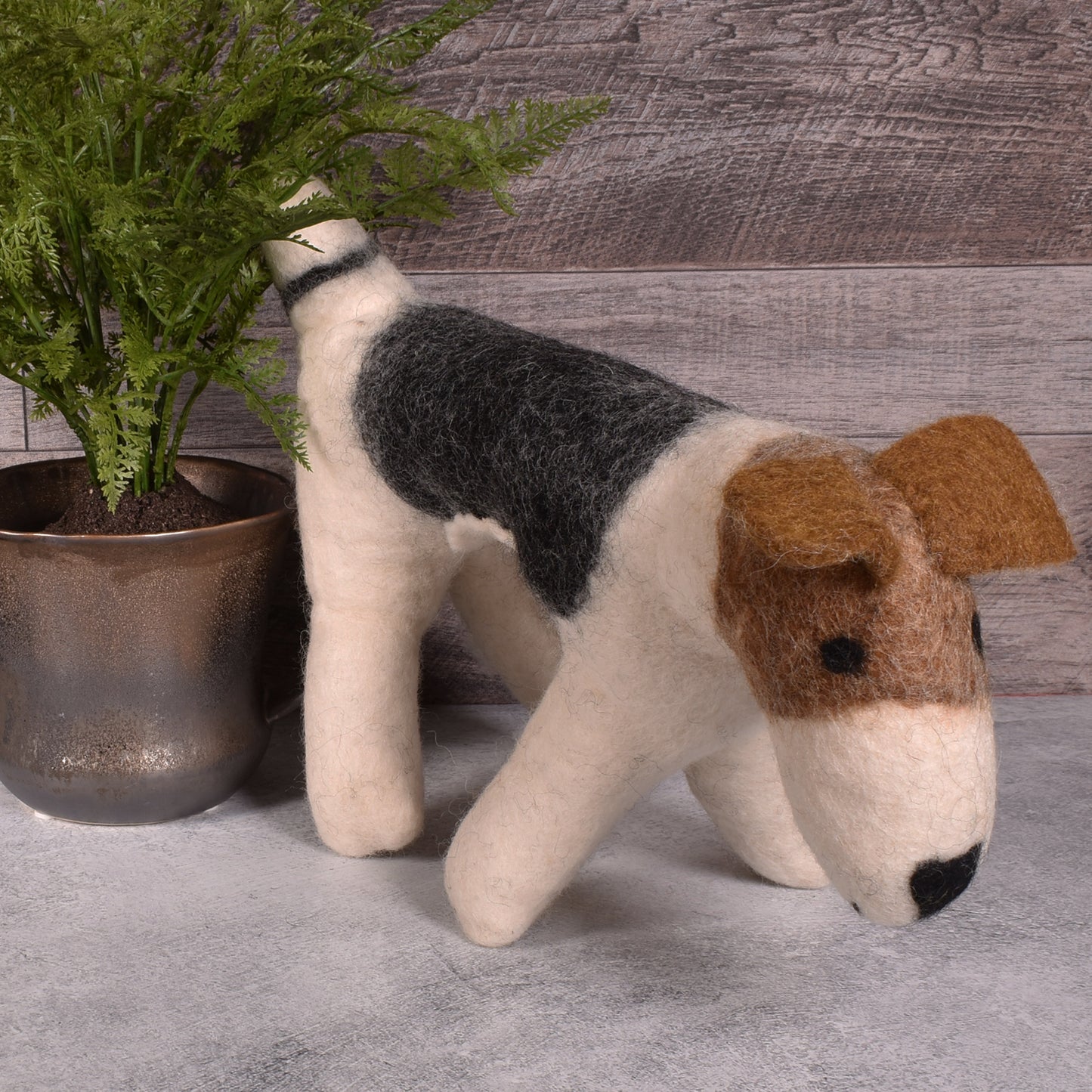 Fair Trade Organic Wool Felt Dog Figurine, Handmade in Nepal