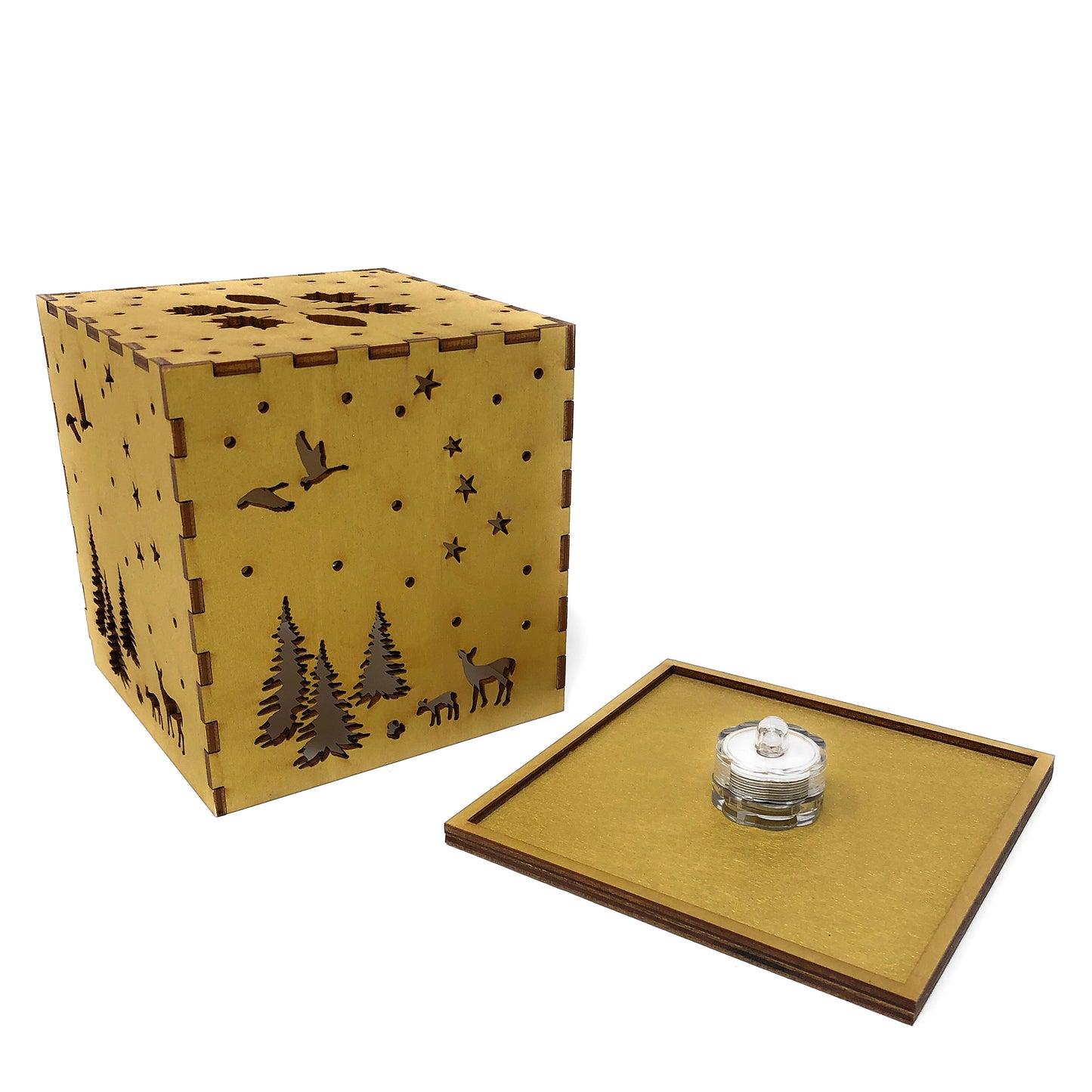 Doles Orchard Woodlands 4.5-inch Laser-Cut Luminary with LED Tealight, Blue