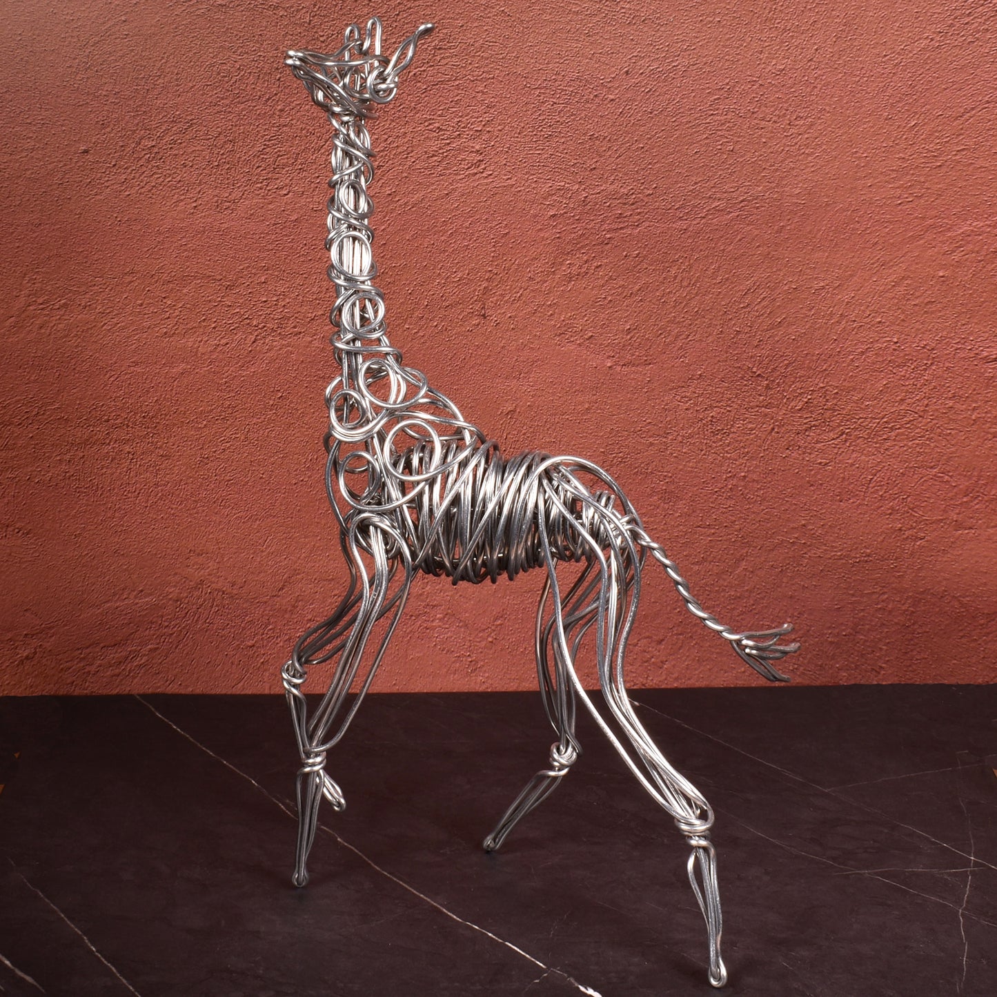 Drawn Metal Studios Giraffe 16-inch Aluminum Wire Sculpture