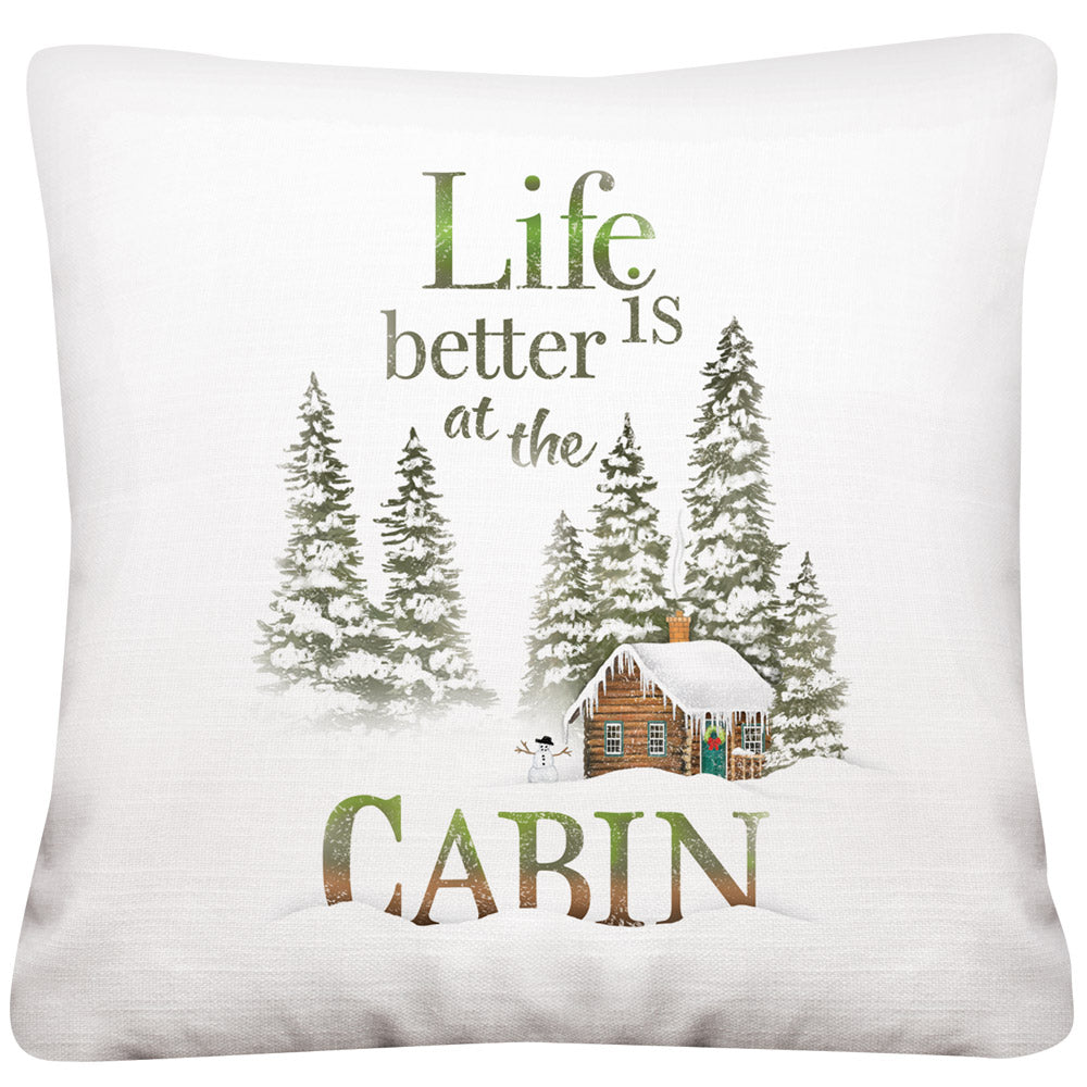 Mary Lake-Thompson Life is Better at The Cabin 16-inch Square Cotton Pillow