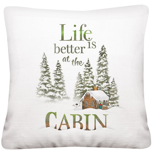 Mary Lake-Thompson Life is Better at The Cabin 16-inch Square Cotton Pillow