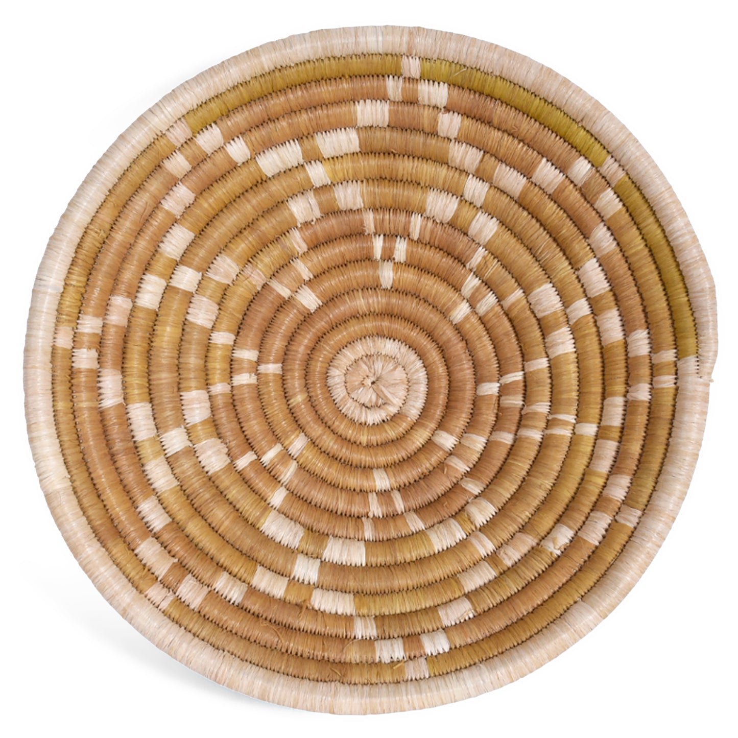 African Fair Trade Star Pattern Handwoven Raffia Basket, Natural/Ivory, X-Small