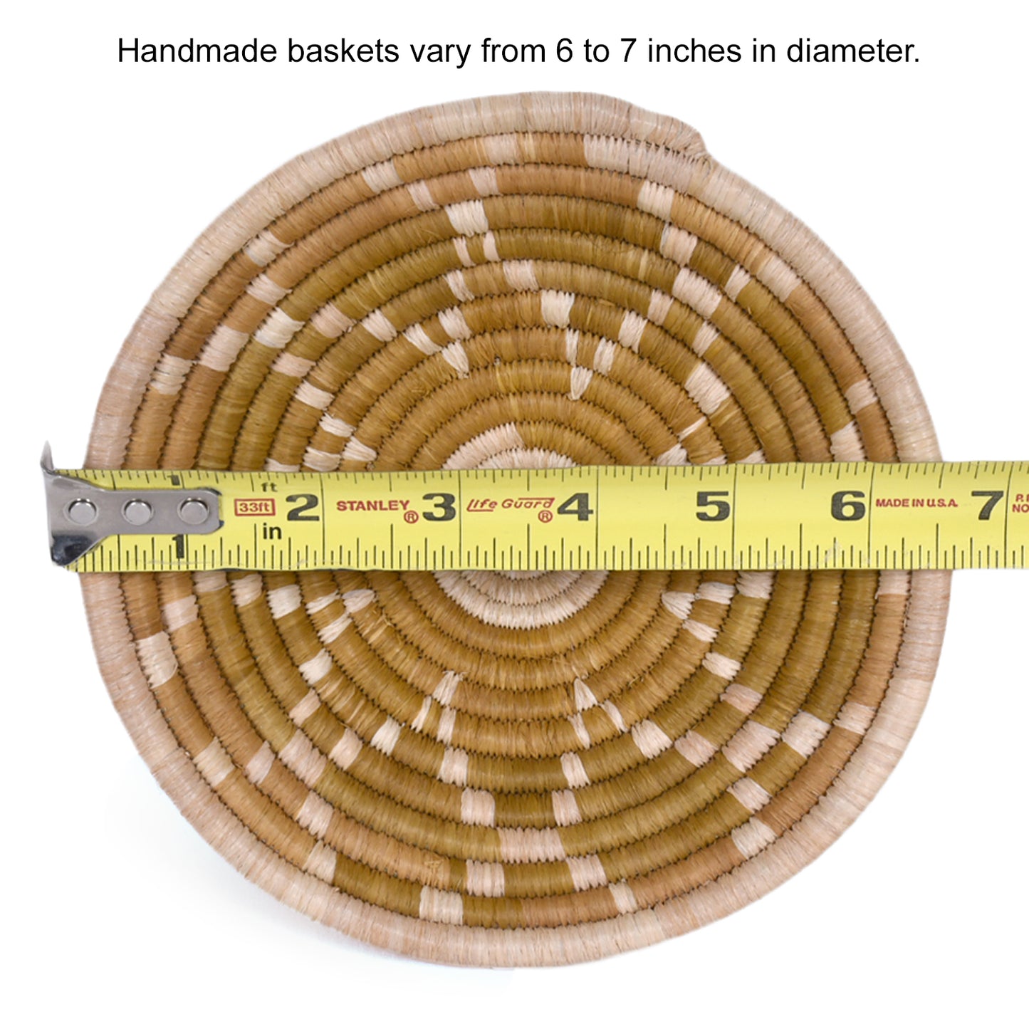 African Fair Trade Star Pattern Handwoven Raffia Basket, Natural/Ivory, X-Small