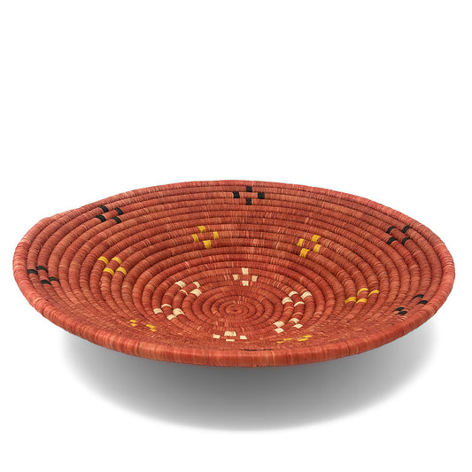 African Fair Trade Handwoven Raffia Basket, Terracotta, Medium