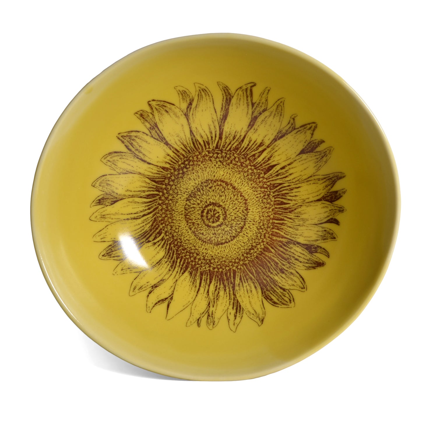 Gleena Handmade Porcelain Serving Bowl, Sunflower, Mustard Yellow