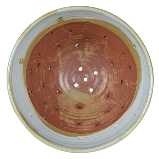 Holman Pottery Upright Pedestal Colander, Robin's Nest Glaze
