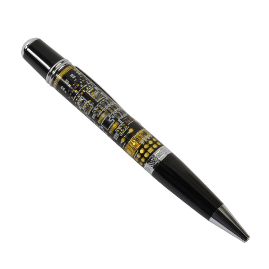 Hesscraft Circuit Board Ballpoint Pen, Black/Chrome - The Barrington Garage