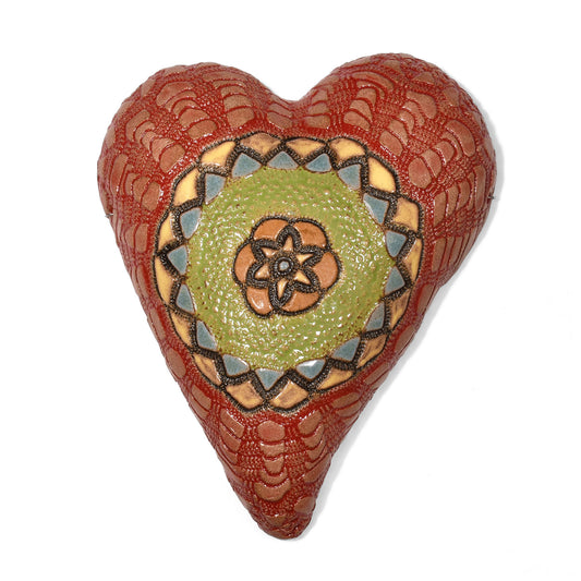 Laurie Pollpeter Eskenazi Medallion Ceramic Wall Heart in Red