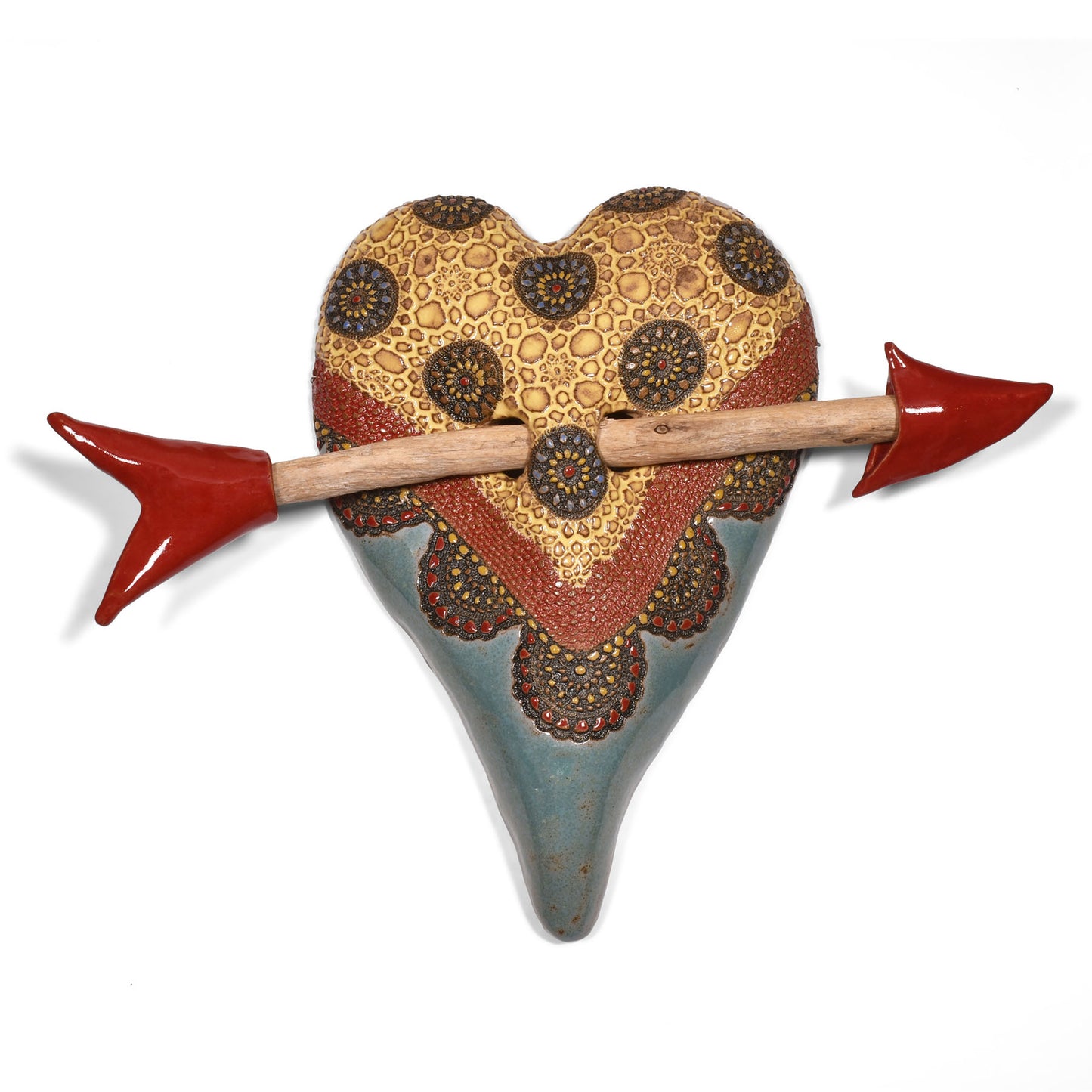Laurie Pollpeter Eskenazi Matilda's Tablecloth Wall Heart with Arrow, Blue/Multi