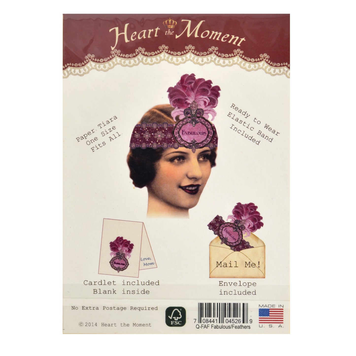 Heart the Moment Fabulous Feathers Party Hat Greeting Card