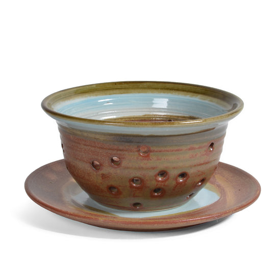 Holman Pottery American Handmade Berry Colander and Plate Set
