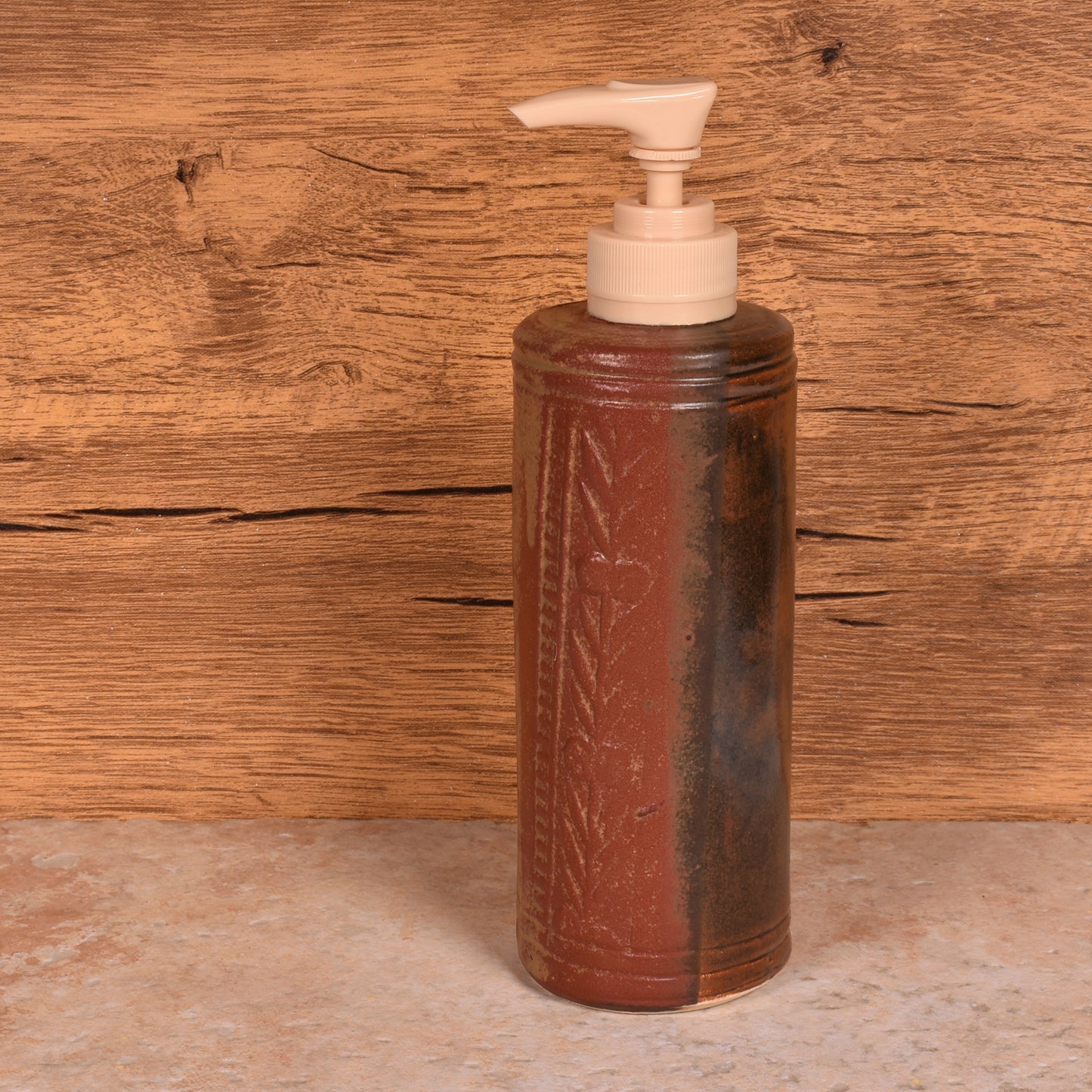 Holman Pottery Handmade Soap Lotion Dispenser, Red Earth
