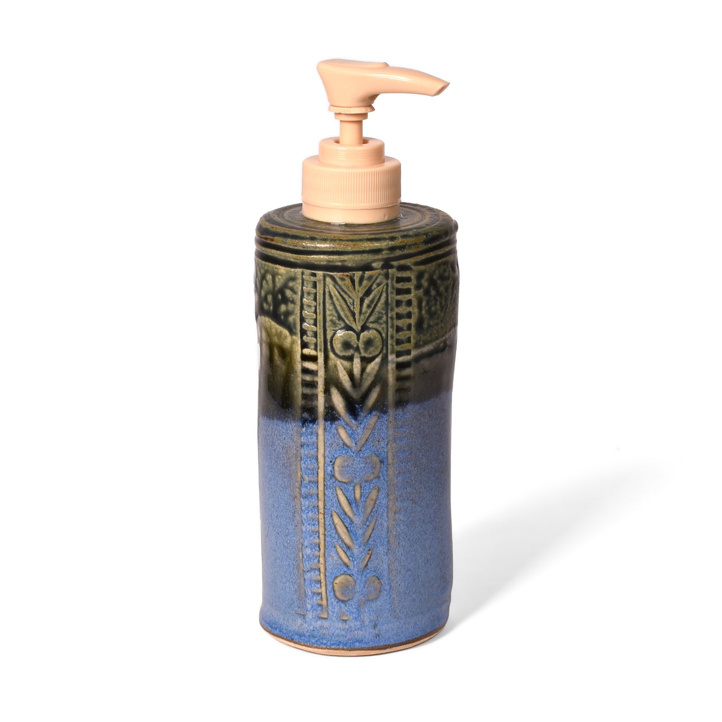 Holman Pottery Handmade Soap Lotion Dispenser, Smoky Blue