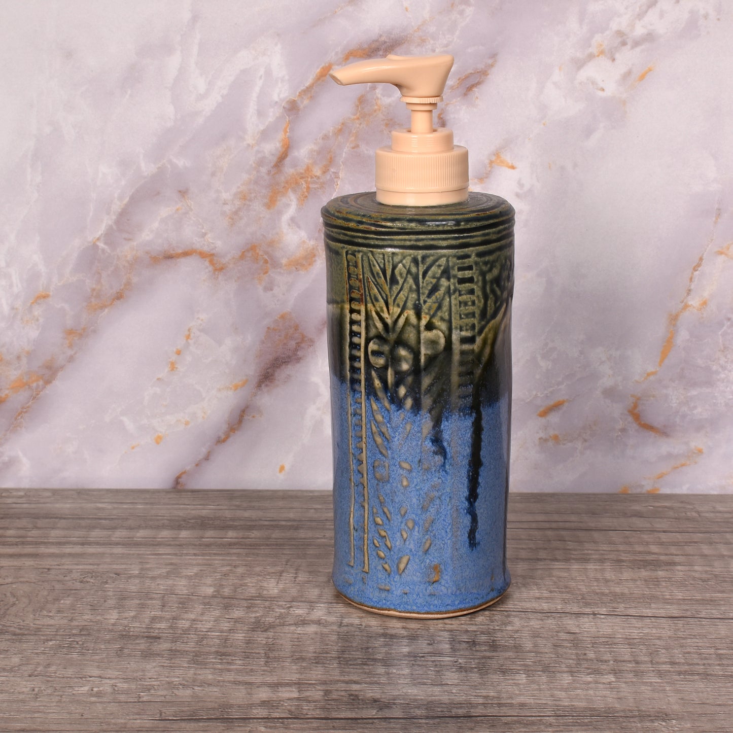 Holman Pottery Handmade Soap Lotion Dispenser, Smoky Blue