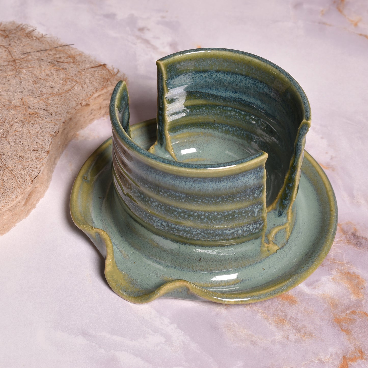 Holman Pottery American Handmade Sponge Holder, Sea Pearl