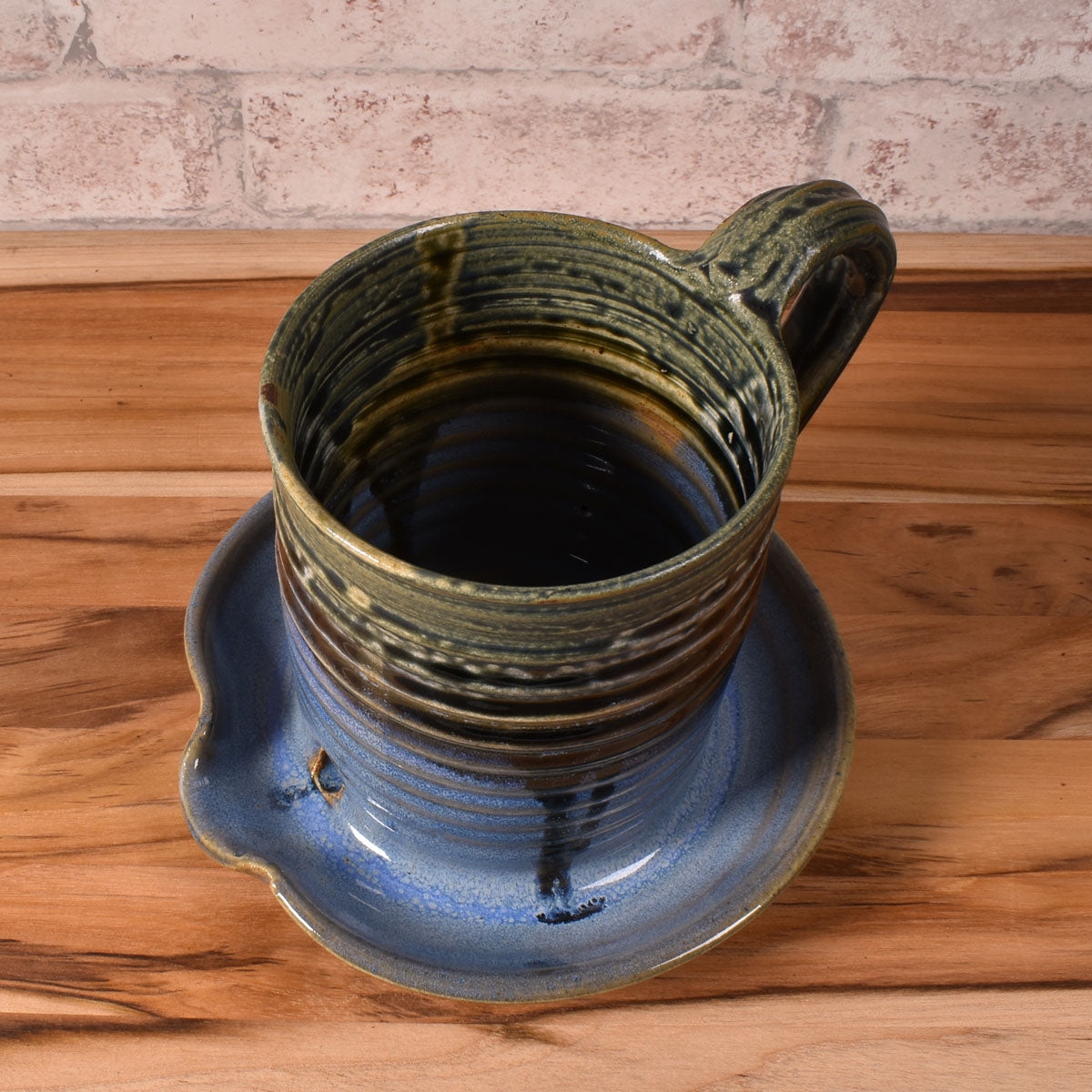 Holman Pottery Microwave Bacon Cooker, Smoky Blue