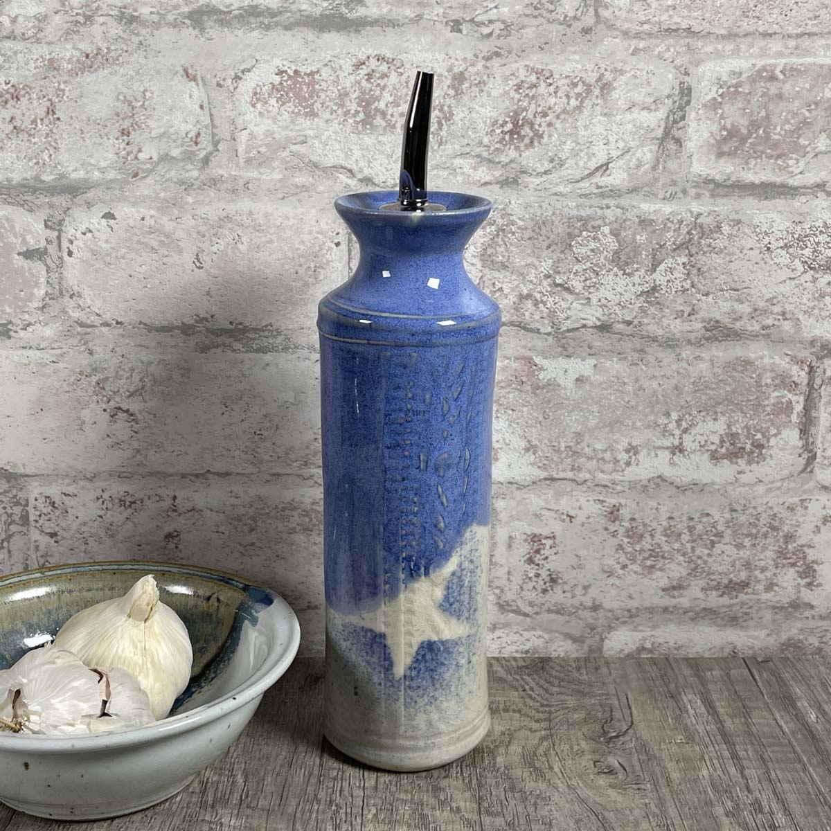 Holman Pottery American Handmade Oil Bottle, Stripes and Stars