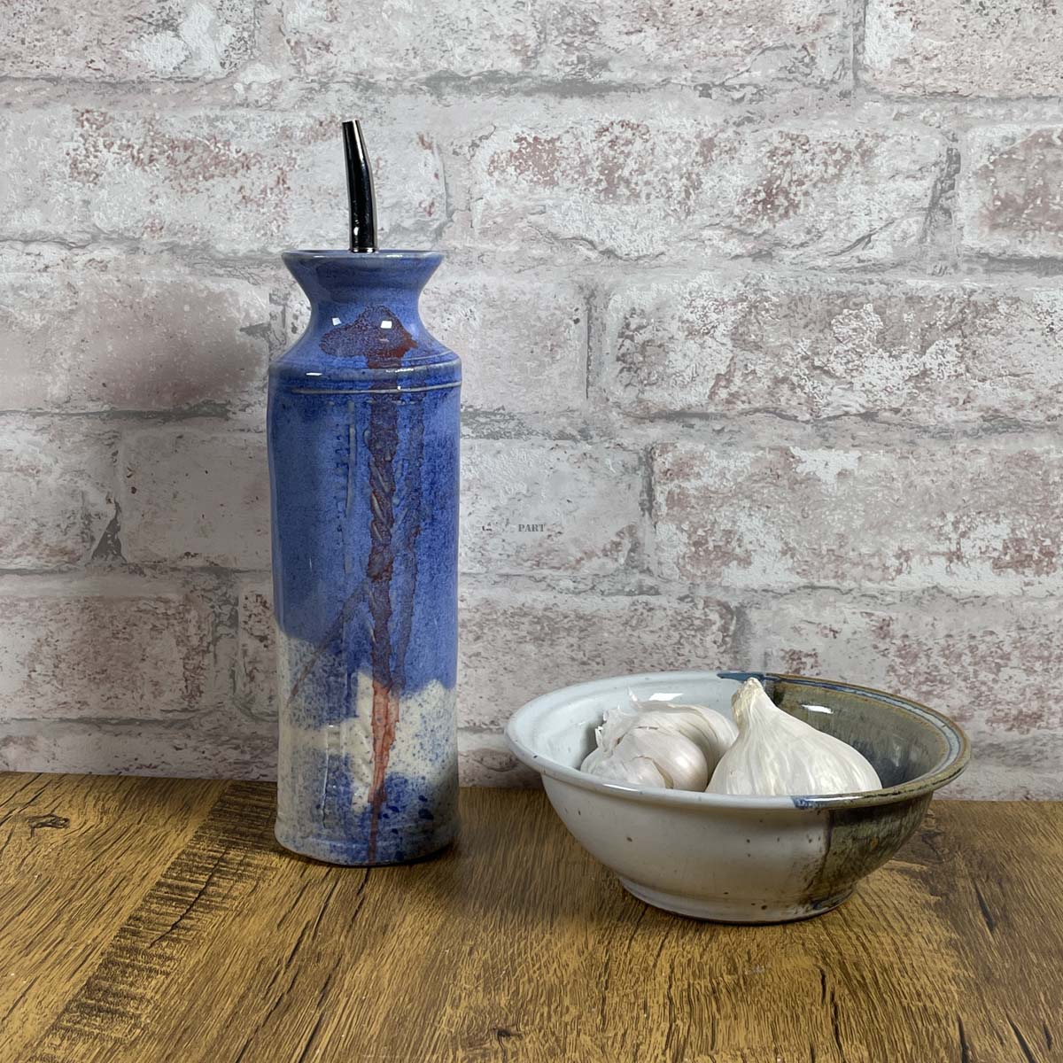 Holman Pottery American Handmade Oil Bottle, Stripes and Stars
