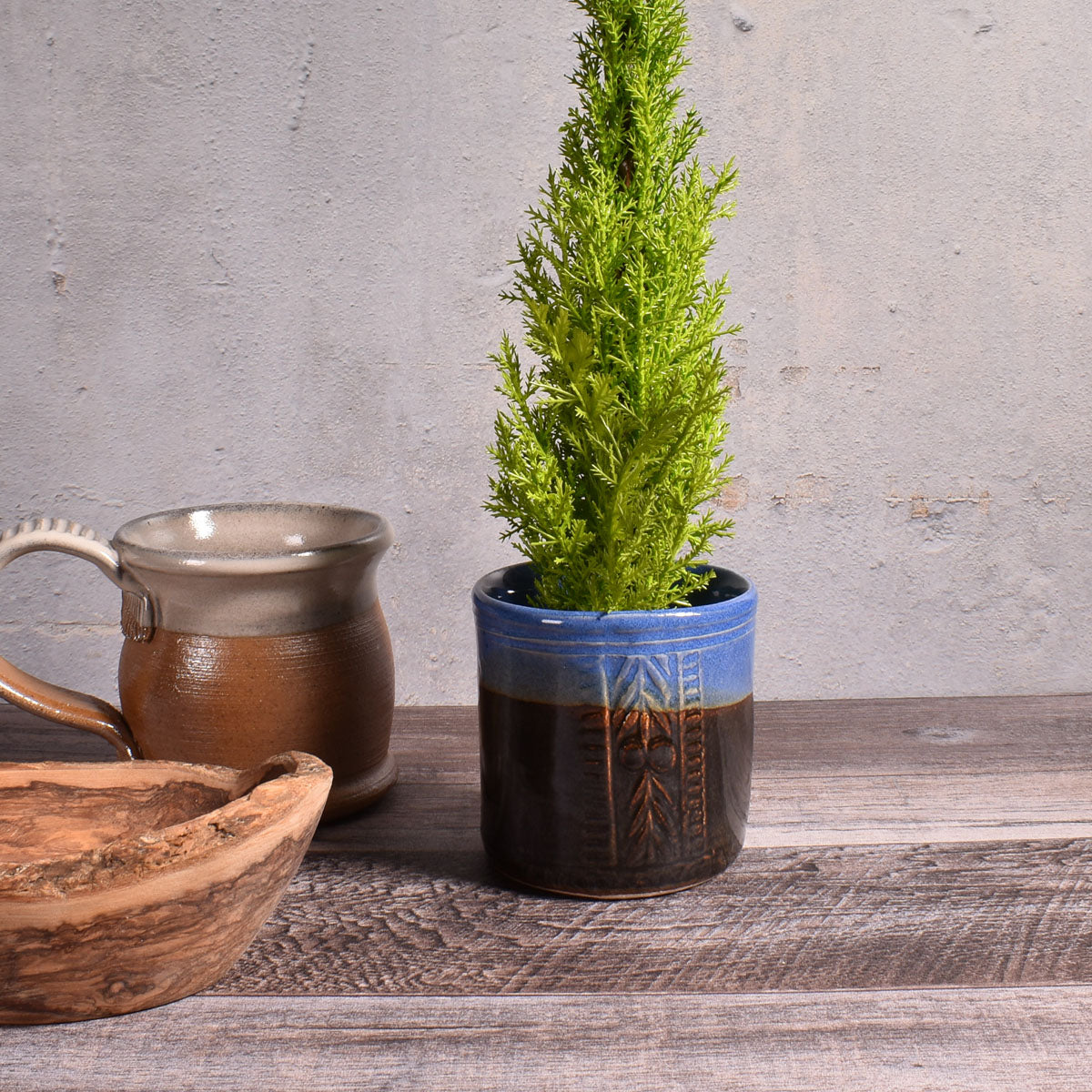 Holman Pottery 3-1/4-inch Planter/Tumbler/Caddy, Handmade in the USA, Blue Earth