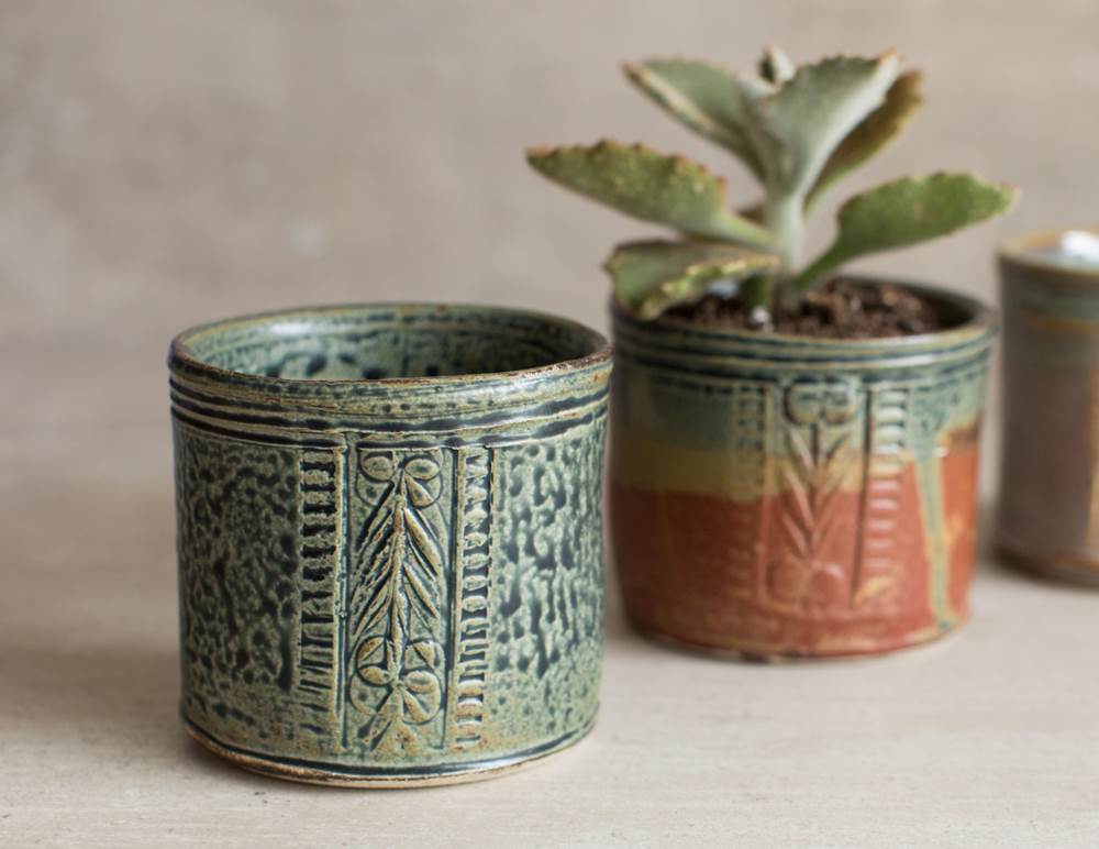 Holman Pottery 3-1/4-inch Planter/Tumbler/Caddy, Handmade in the USA, Robin's Nest