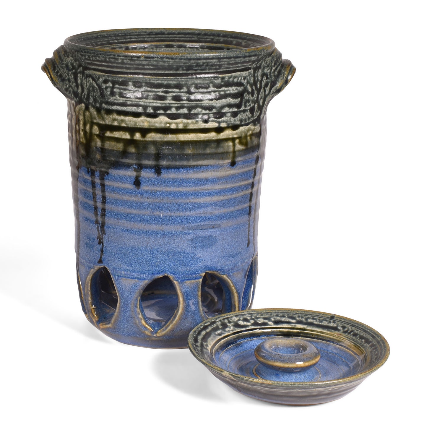 Holman Pottery Root Vegetable Cellar, Handmade in the USA, Smoky Blue
