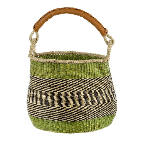 Indaba Sunlit Seagrass 12-inch Market Basket, Green/Multi
