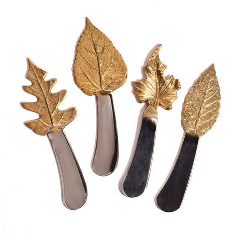 5-inch Leaf Handle Spreaders, Stainless-Steel and Goldtone, Set of 4