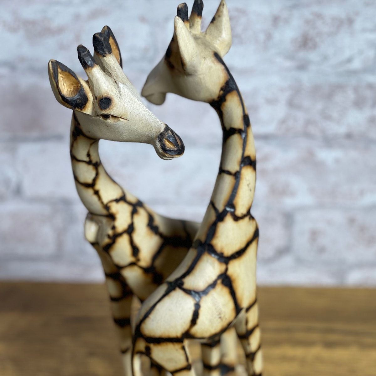 Giraffe Duo 12-1/2" Hand Carved Jacaranda Wood Figurine from Zimbabwe