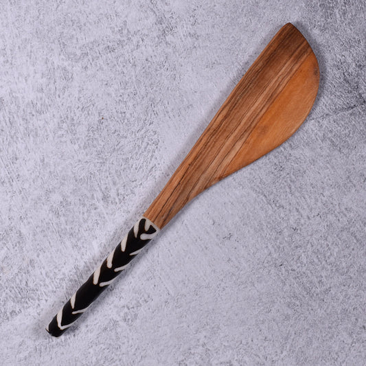 Wild Olive Wood Spreader with Bone Handle, Handmade in Kenya, Random Patterns, Each One Unique
