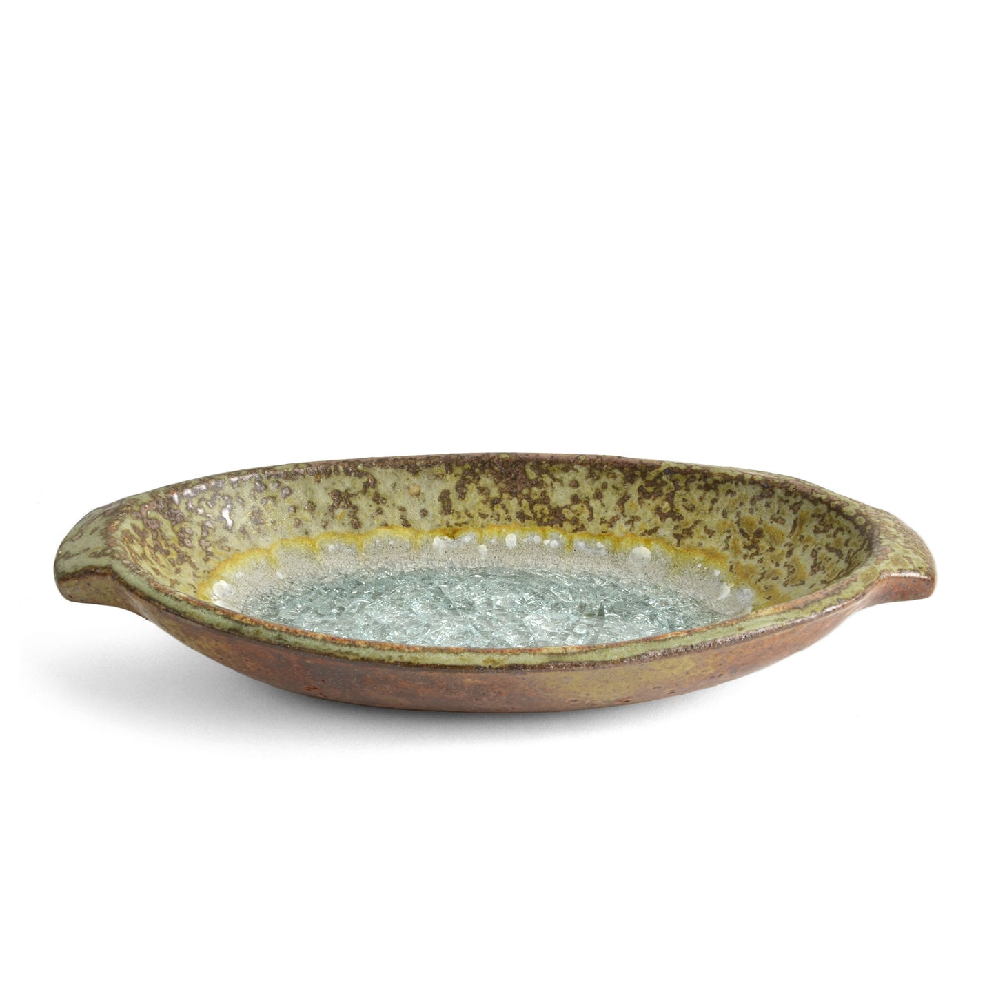 Dock 6 Pottery 9" Oval Dish with Fused Glass - The Barrington Garage