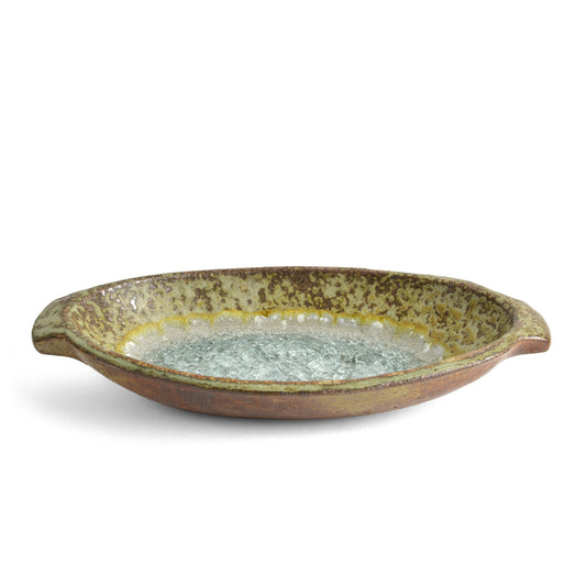 Dock 6 Pottery 9" Oval Dish with Fused Glass - The Barrington Garage