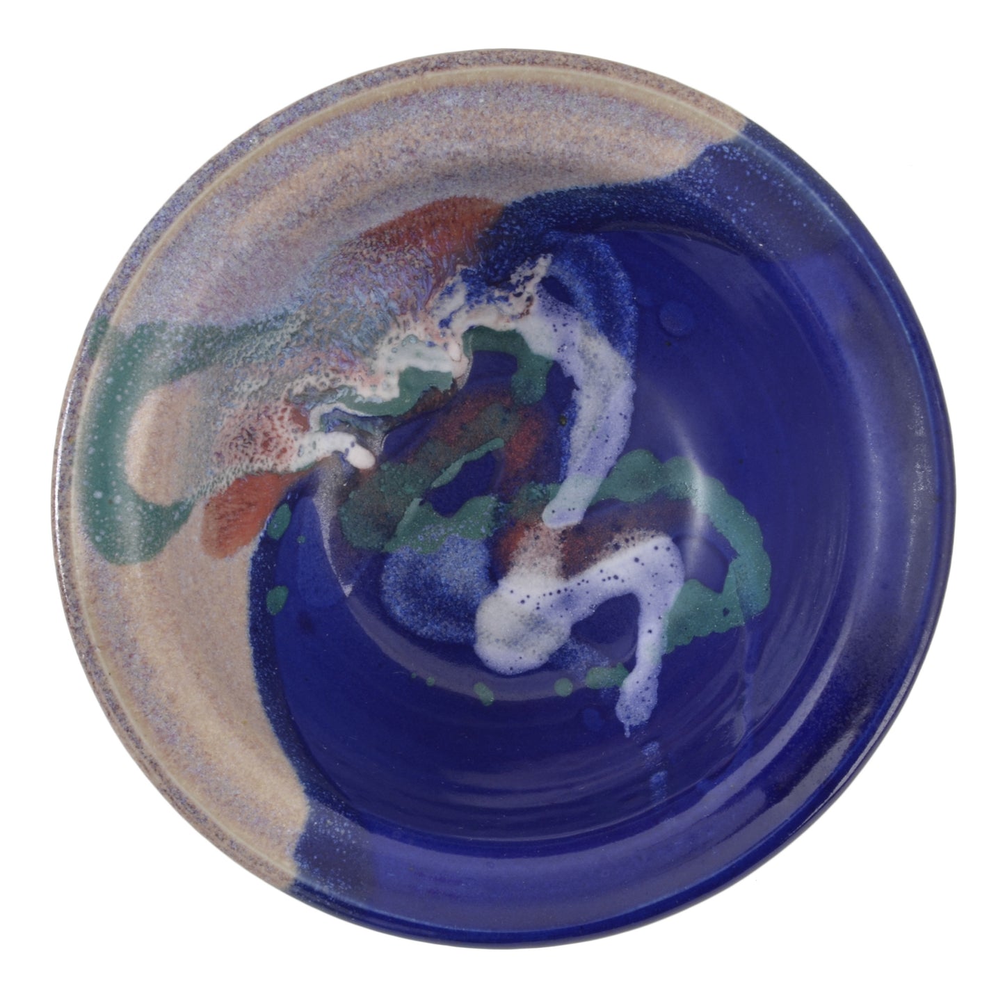 Larrabee Ceramics Small Salad Bowl, Mauve/Cobalt