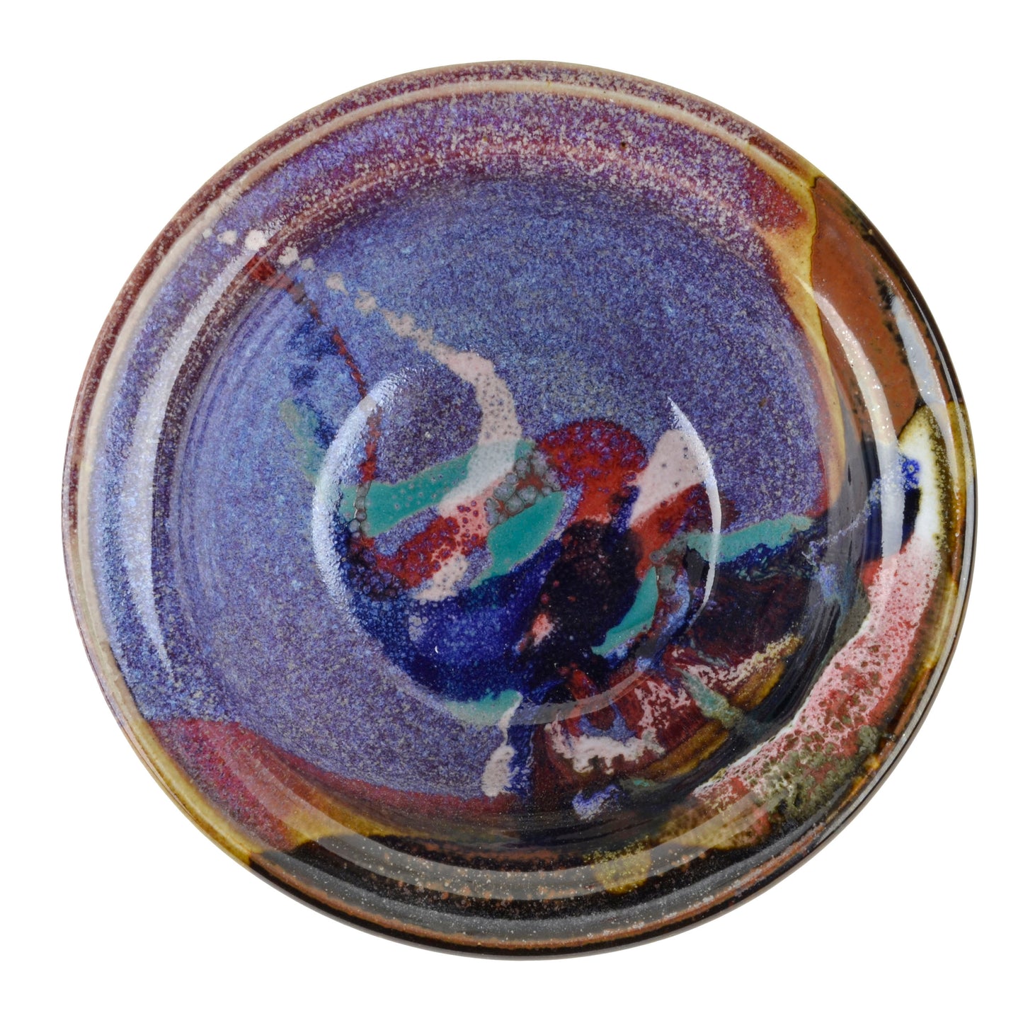 Larrabee Ceramics Small Salad Bowl, Burgundy/Multi