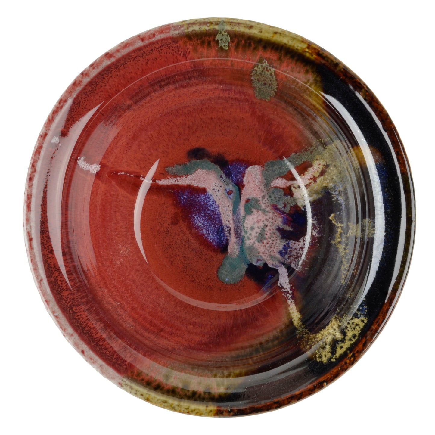 Larrabee Ceramics Small Salad Bowl, Red/Multi
