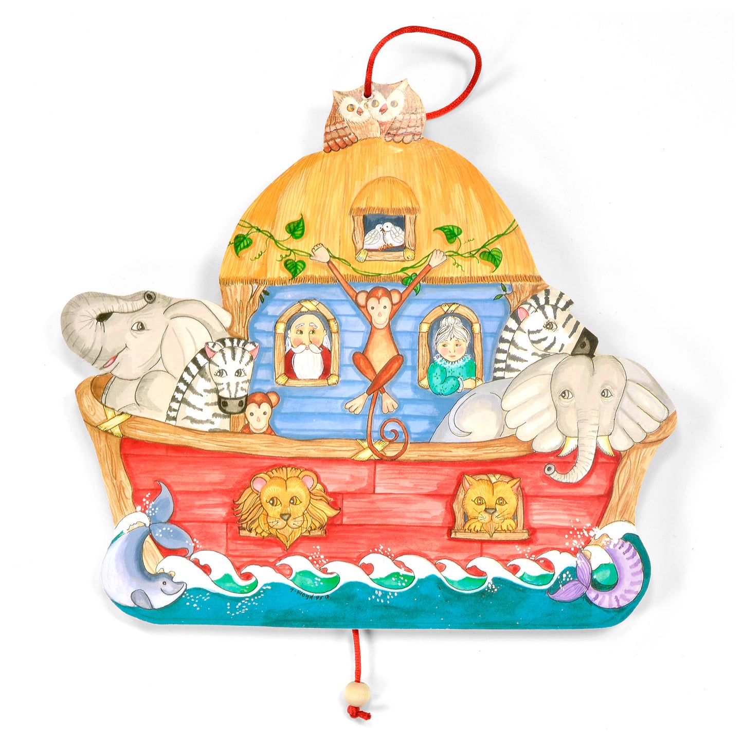 Laughing Moon Noah's Ark Jumping Jack Wooden Pull Toy
