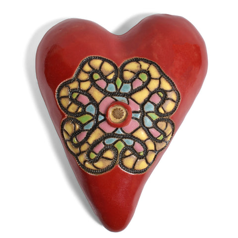 Laurie Pollpeter Eskenazi Pottery Wall Art, Sandra Heart in Red, HT220