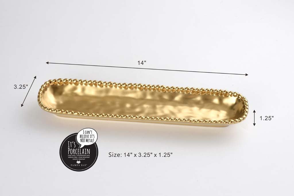 Pampa Bay Monte Carlo Porcelain Cracker Tray, Modern Gold