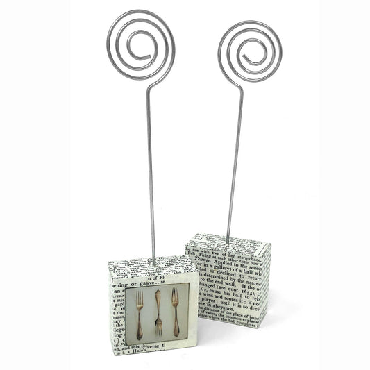 Novel Forks Handmade Photo, Memo, Place Card Holder, Set of 2