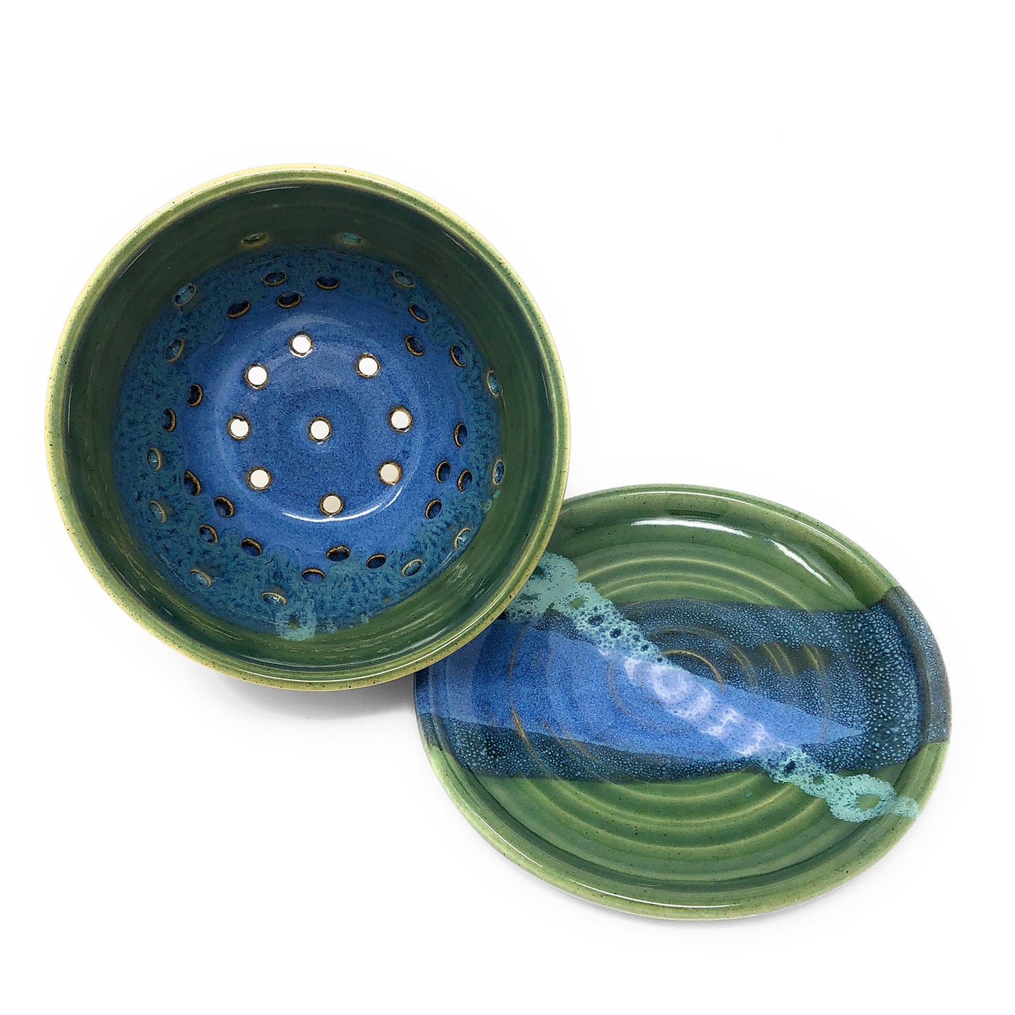 Coastal Clay Co. Handmade American Pottery Berry Bowl with Saucer